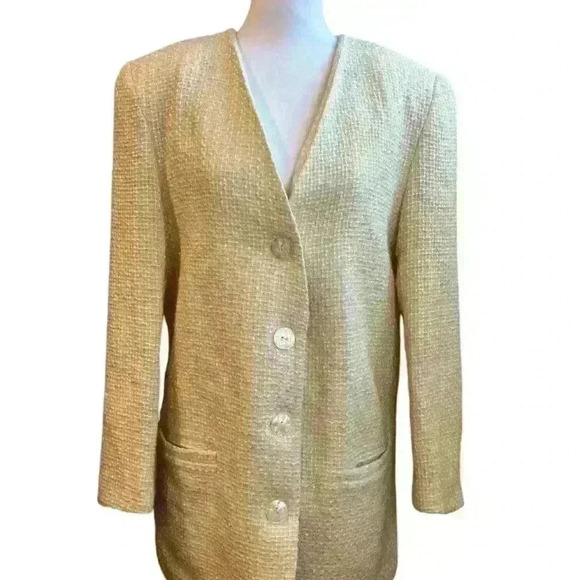Vintage Diane Von Furstenberg Blazer Women's Size 6 Cream - Picture 5 of 11
